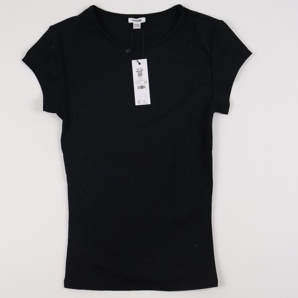 Garage Sleek Crewneck Tee Jet Black Solid XS NWT